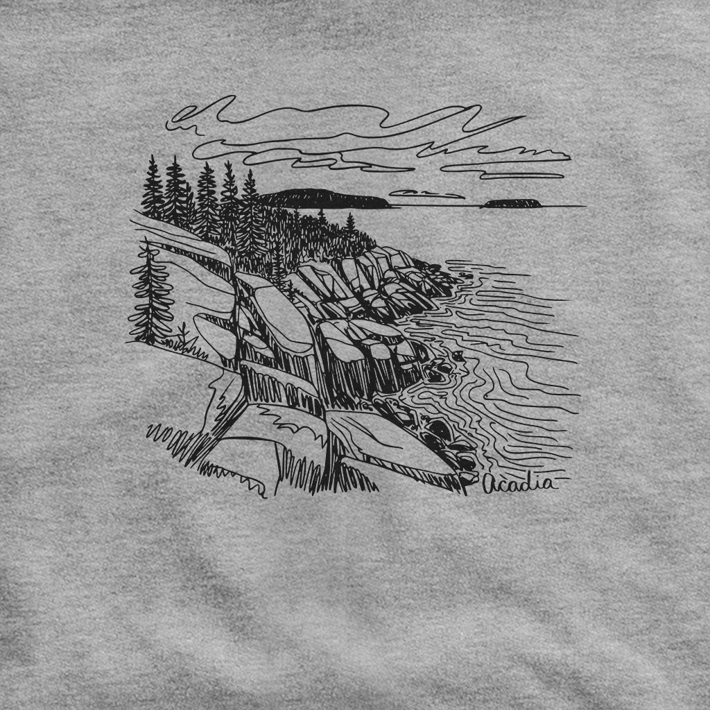 Acadia Line Drawing Hoodie Adventure and Outdoors Themed Hoodie