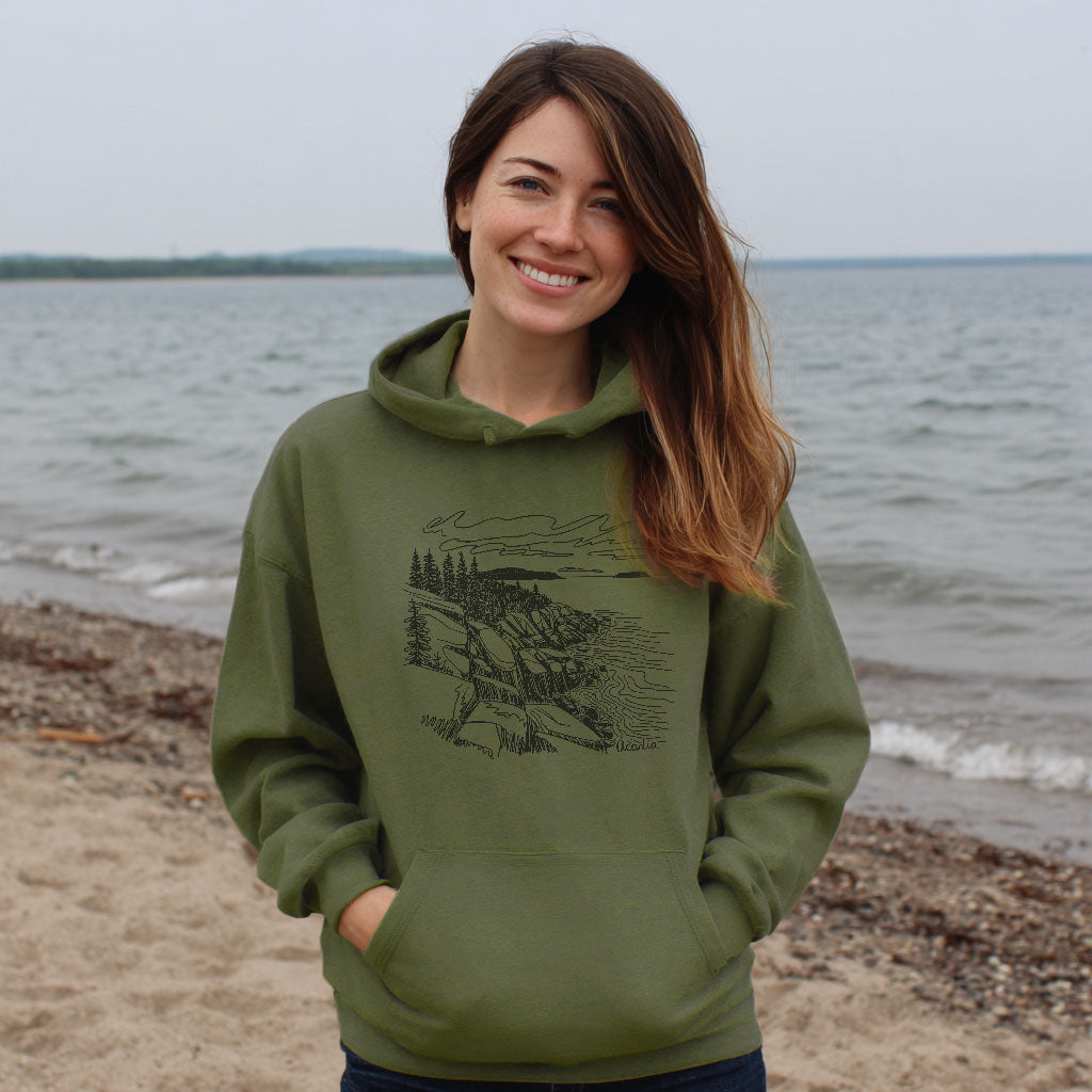 Acadia Line Drawing Hoodie Adventure and Outdoors Themed Hoodie