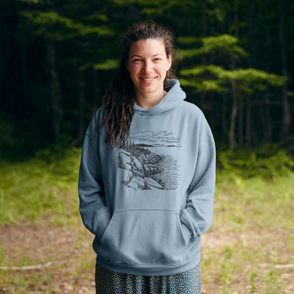 Acadia Line Drawing Hoodie Adventure and Outdoors Themed Hoodie