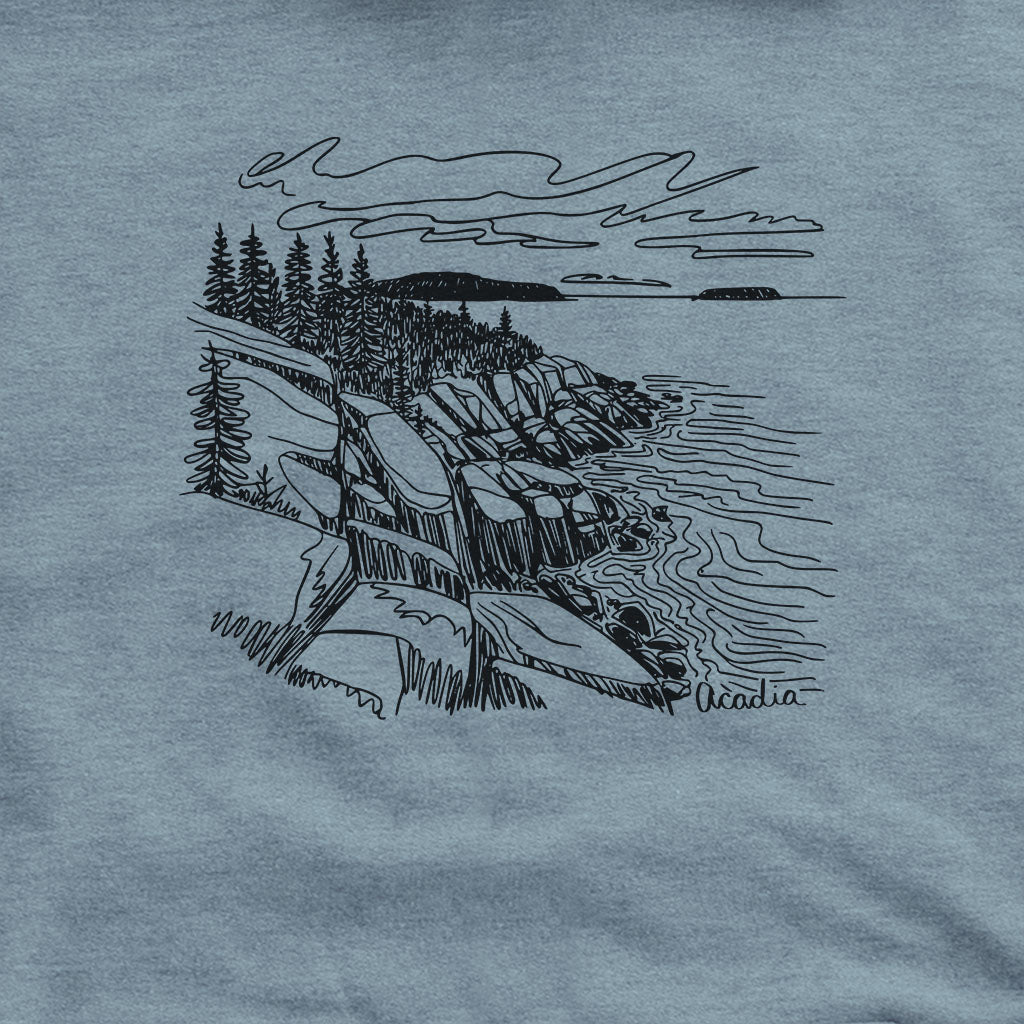 Acadia Line Drawing Hoodie Adventure and Outdoors Themed Hoodie