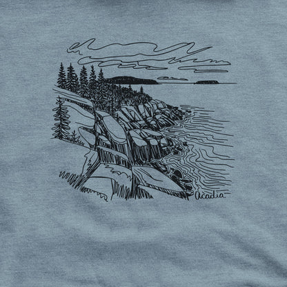 Acadia Line Drawing Hoodie Adventure and Outdoors Themed Hoodie