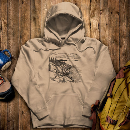 Acadia Line Drawing Hoodie Sand Adventure and Outdoors Themed Hoodie