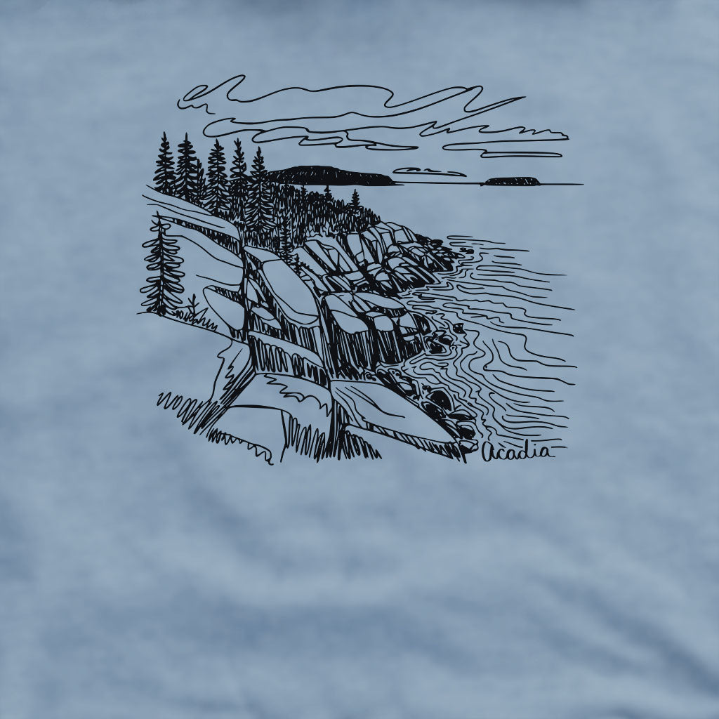 Acadia Line Drawing Crewneck Sweatshirt Adventure and Outdoors Themed Sweatshirt