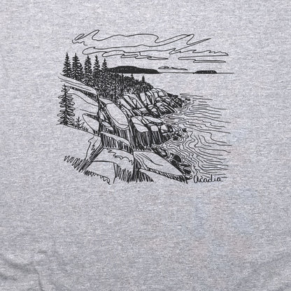 Acadia Line Drawing T-Shirt Adventure and Outdoors Themed T-Shirt