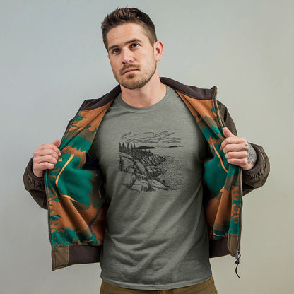 Acadia Line Drawing T-Shirt Adventure and Outdoors Themed T-Shirt