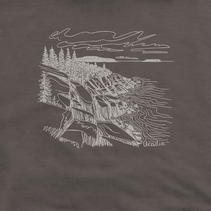 Acadia Line Drawing Hoodie Adventure and Outdoors Themed Hoodie