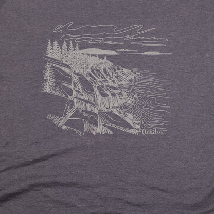 Acadia Line Drawing T-Shirt Adventure and Outdoors Themed T-Shirt