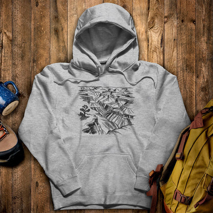 Grand Canyon Line Drawing Hoodie Sport Grey Adventure and Outdoors Themed Hoodie
