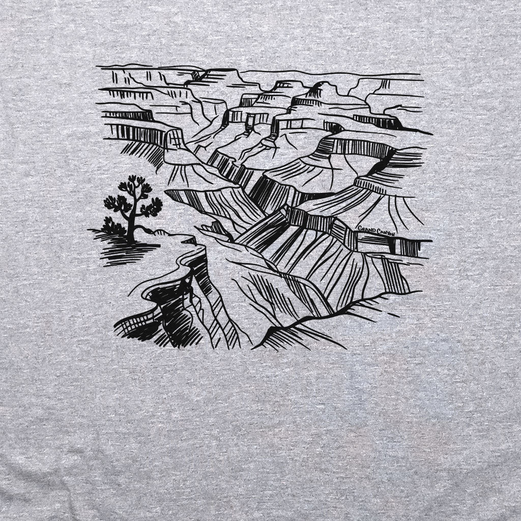 Grand Canyon Line Drawing Crewneck Sweatshirt Adventure and Outdoors Themed Sweatshirt