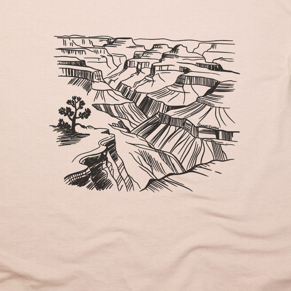 Grand Canyon Line Drawing T-Shirt Adventure and Outdoors Themed T-Shirt