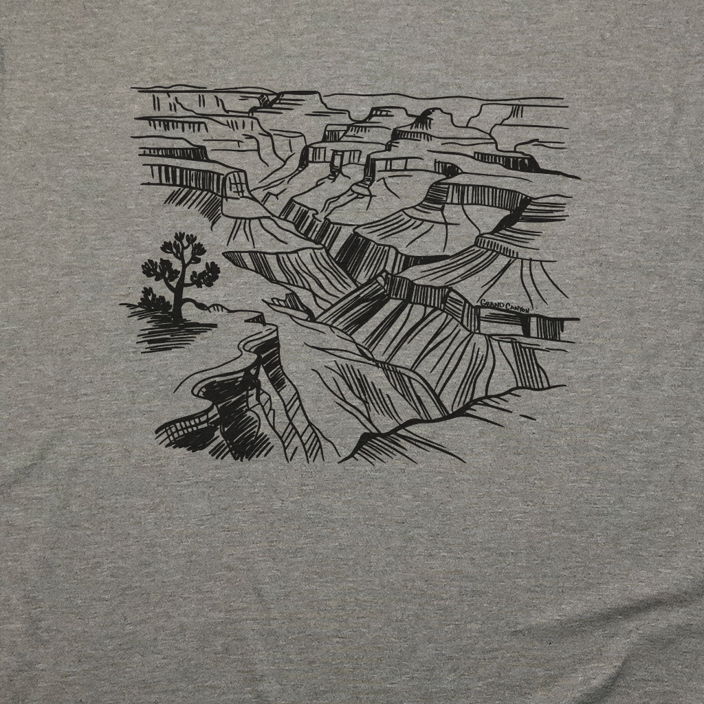 Grand Canyon Line Drawing T-Shirt Adventure and Outdoors Themed T-Shirt