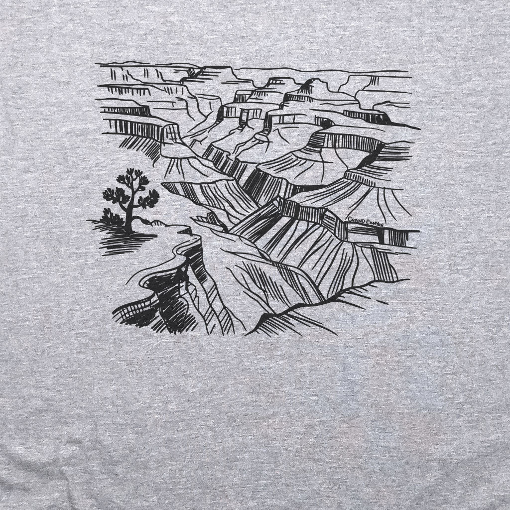 Grand Canyon Line Drawing T-Shirt Adventure and Outdoors Themed T-Shirt