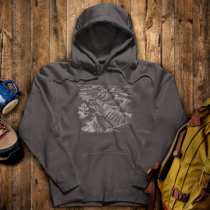 Grand Canyon Line Drawing Hoodie Charcoal Adventure and Outdoors Themed Hoodie