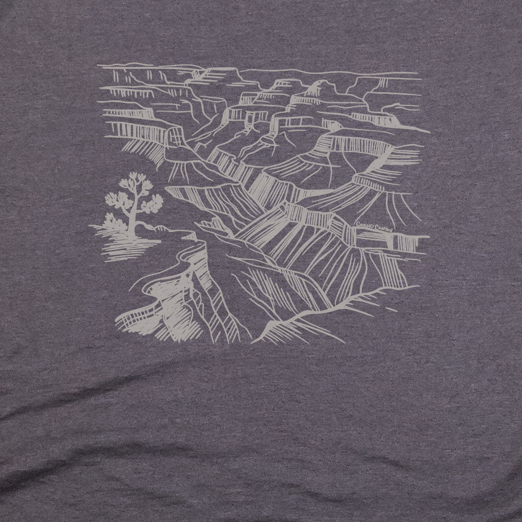 Grand Canyon Line Drawing T-Shirt Adventure and Outdoors Themed T-Shirt