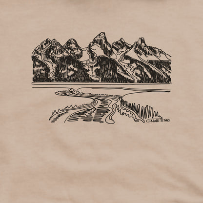 Grand Tetons Line Drawing Hoodie Adventure and Outdoors Themed Hoodie