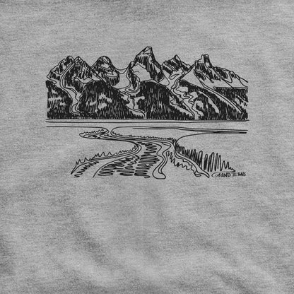 Grand Tetons Line Drawing Hoodie Adventure and Outdoors Themed Hoodie