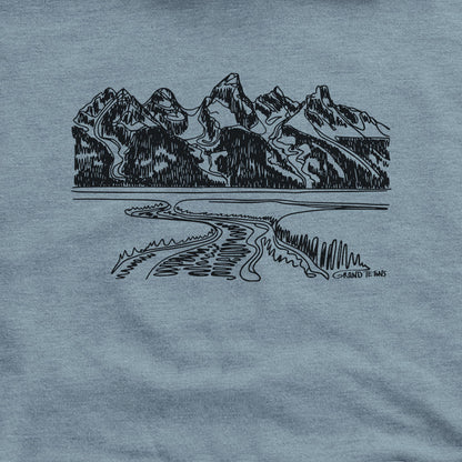 Grand Tetons Line Drawing Hoodie Adventure and Outdoors Themed Hoodie