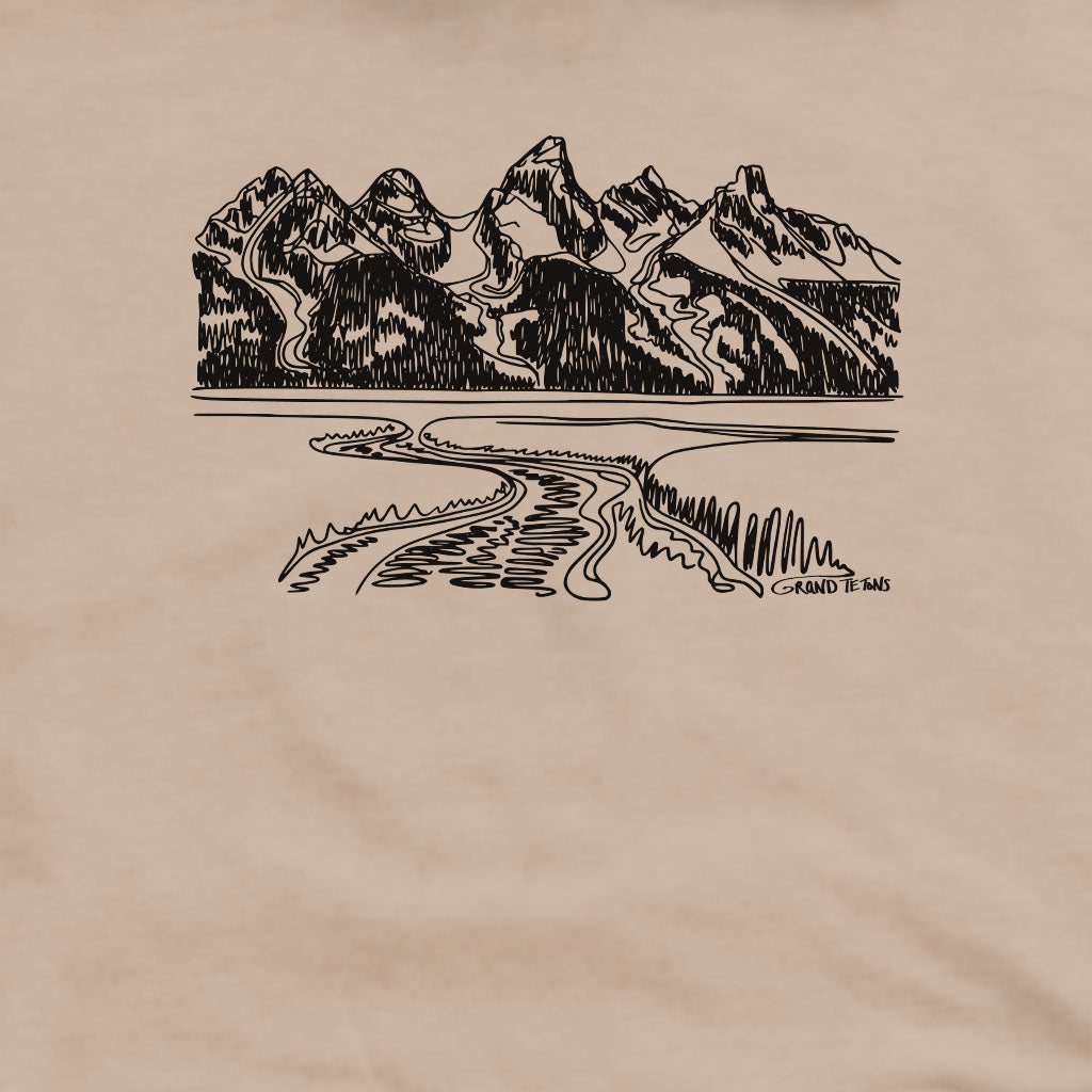 Grand Tetons Line Drawing Crewneck Sweatshirt Adventure and Outdoors Themed Sweatshirt