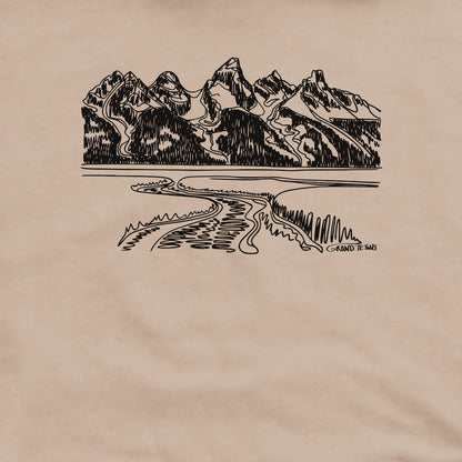 Grand Tetons Line Drawing Crewneck Sweatshirt Adventure and Outdoors Themed Sweatshirt