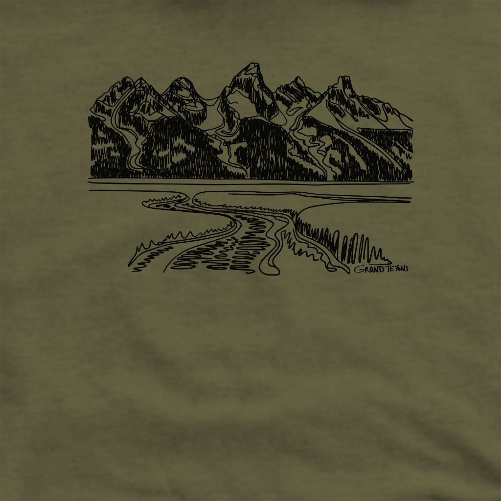 Grand Tetons Line Drawing Crewneck Sweatshirt Adventure and Outdoors Themed Sweatshirt