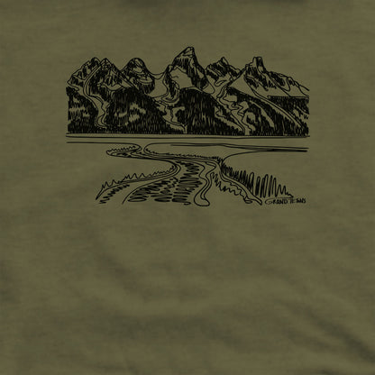 Grand Tetons Line Drawing Crewneck Sweatshirt Adventure and Outdoors Themed Sweatshirt