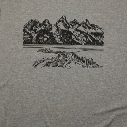 Grand Tetons Line Drawing T-Shirt Adventure and Outdoors Themed T-Shirt
