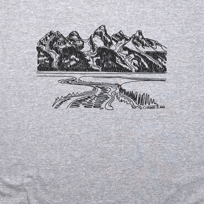 Grand Tetons Line Drawing T-Shirt Adventure and Outdoors Themed T-Shirt