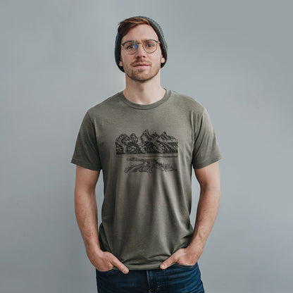 Grand Tetons Line Drawing T-Shirt Adventure and Outdoors Themed T-Shirt