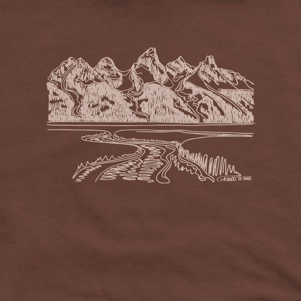 Grand Tetons Line Drawing Hoodie Adventure and Outdoors Themed Hoodie