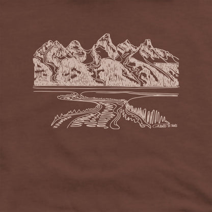 Grand Tetons Line Drawing Hoodie Adventure and Outdoors Themed Hoodie