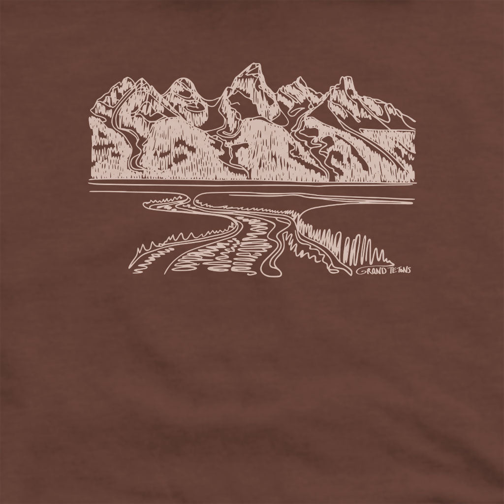 Grand Tetons Line Drawing Crewneck Sweatshirt Adventure and Outdoors Themed Sweatshirt