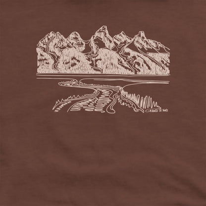 Grand Tetons Line Drawing Crewneck Sweatshirt Adventure and Outdoors Themed Sweatshirt