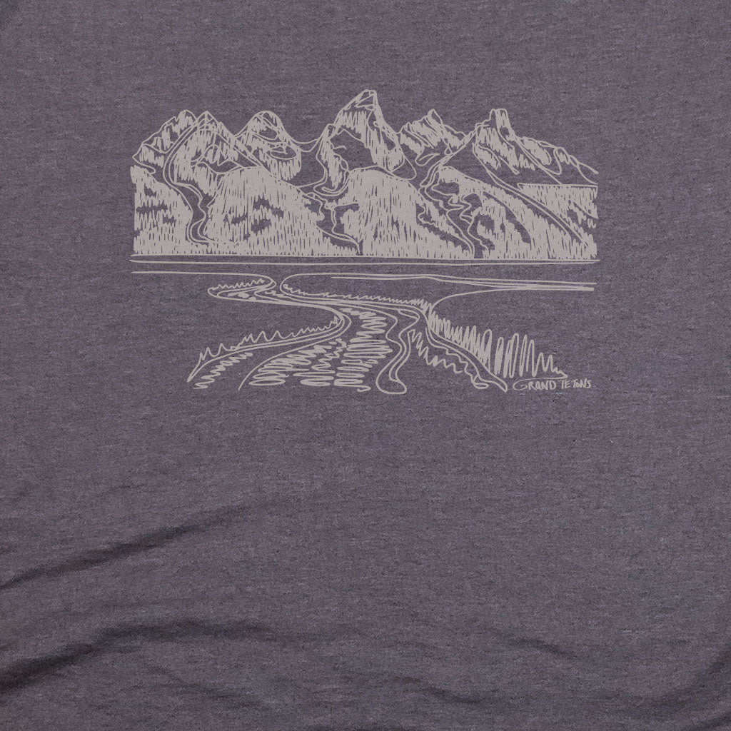 Grand Tetons Line Drawing T-Shirt Adventure and Outdoors Themed T-Shirt