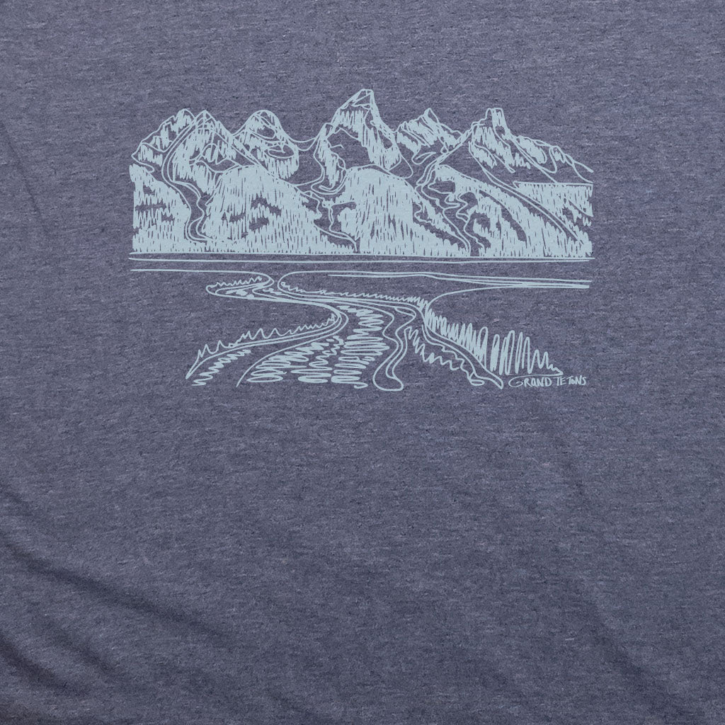 Grand Tetons Line Drawing T-Shirt Adventure and Outdoors Themed T-Shirt
