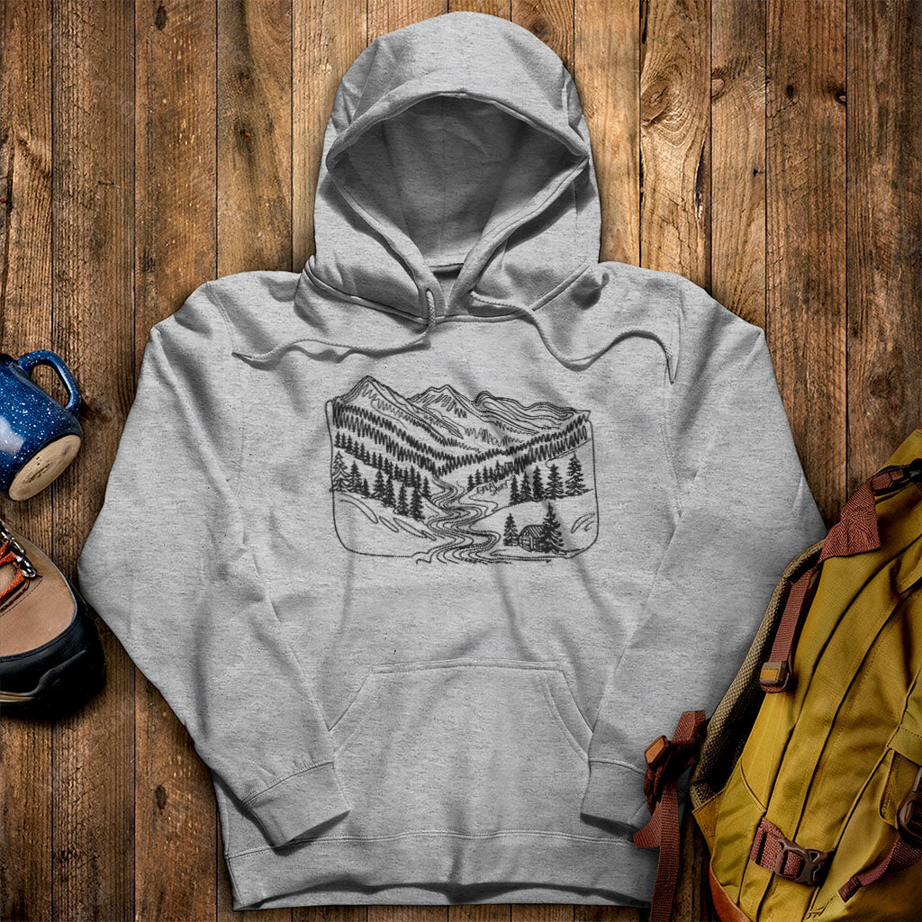 Great Smoky Line Drawing Hoodie Sport Grey Adventure and Outdoors Themed Hoodie