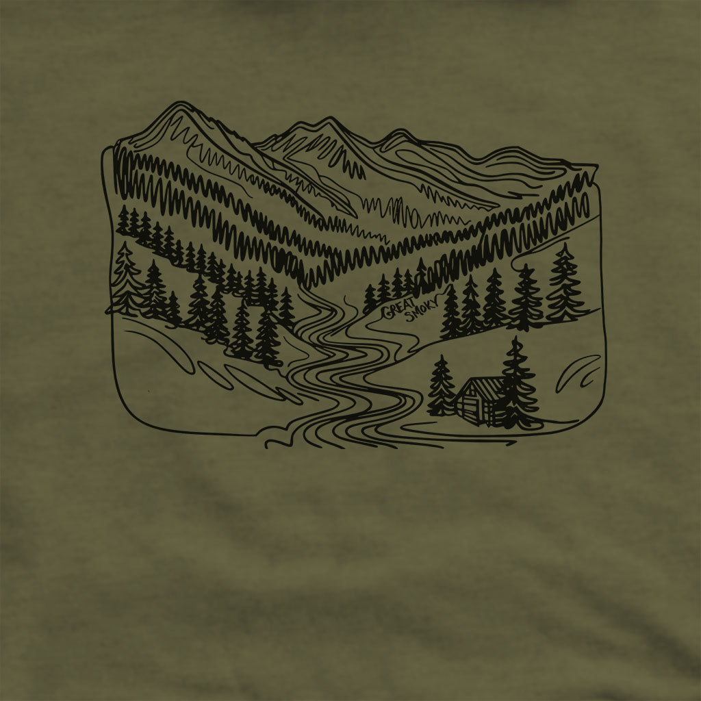 Great Smoky Line Drawing Hoodie Adventure and Outdoors Themed Hoodie