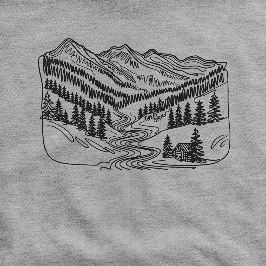 Great Smoky Line Drawing Hoodie Adventure and Outdoors Themed Hoodie