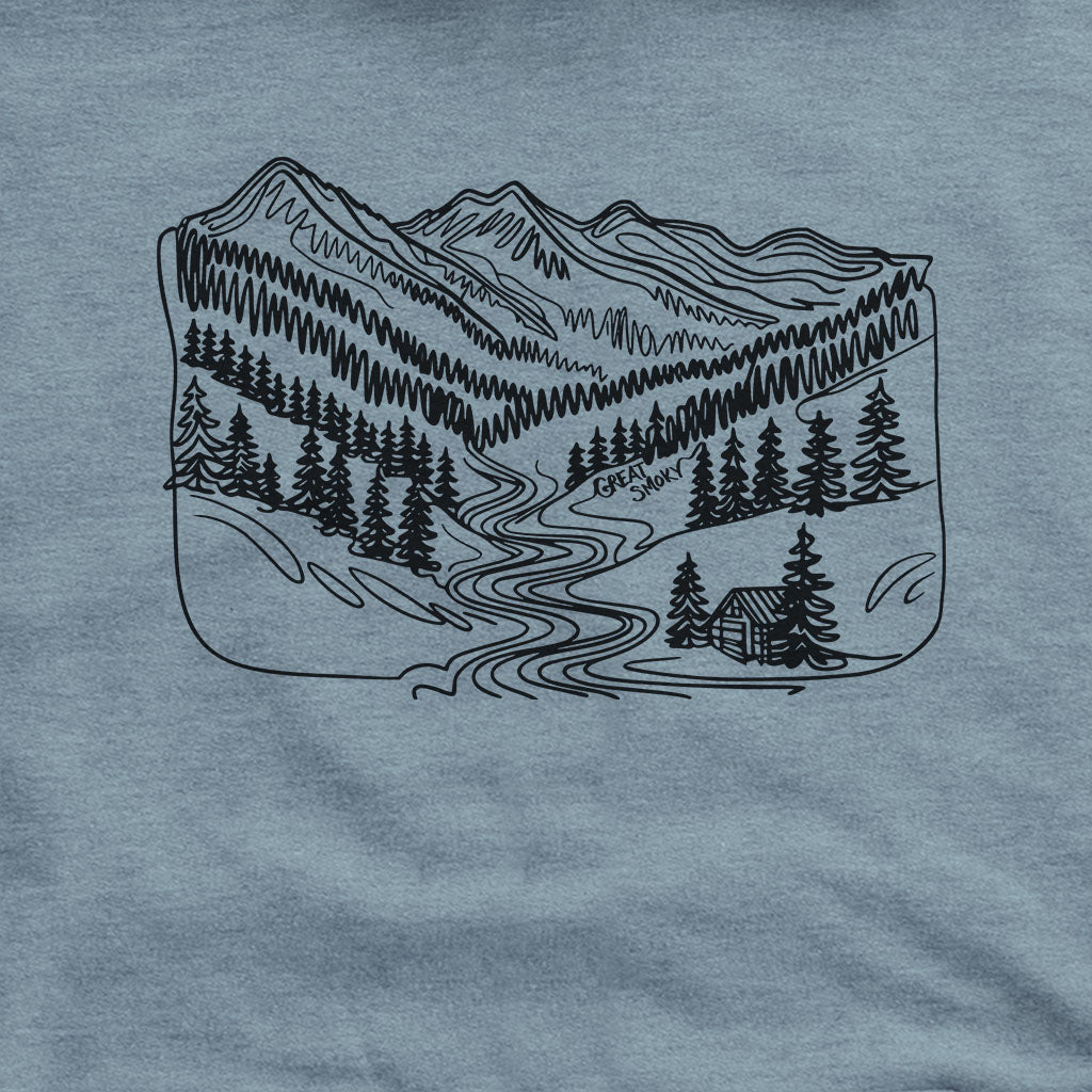 Great Smoky Line Drawing Hoodie Adventure and Outdoors Themed Hoodie