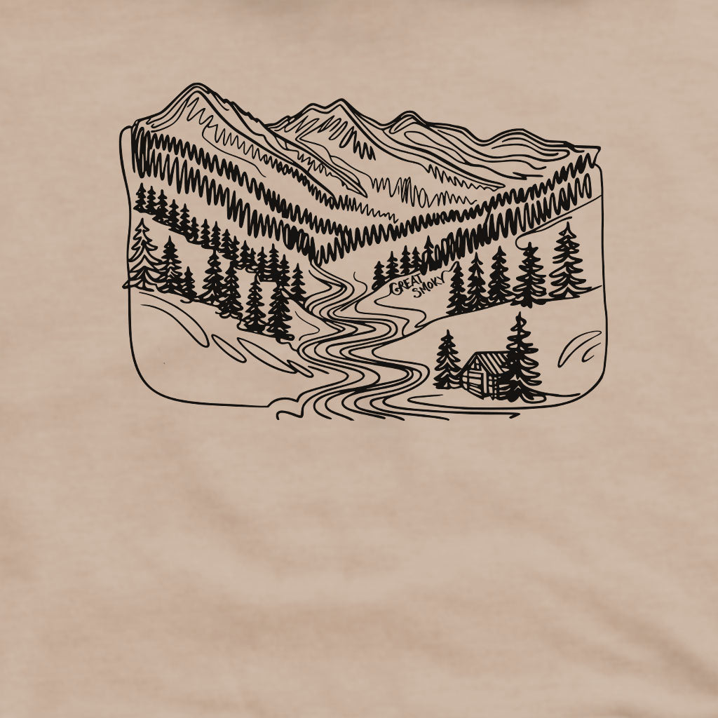 Great Smoky Line Drawing Crewneck Sweatshirt Adventure and Outdoors Themed Sweatshirt