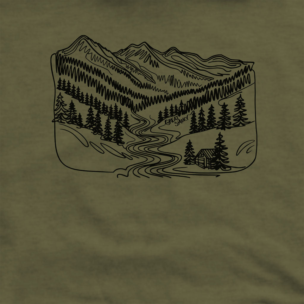 Great Smoky Line Drawing Crewneck Sweatshirt Adventure and Outdoors Themed Sweatshirt