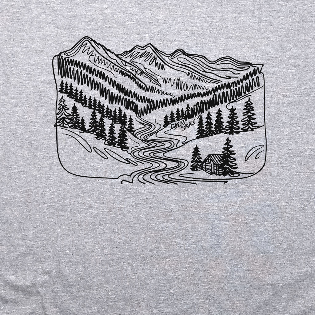 Great Smoky Line Drawing Crewneck Sweatshirt Adventure and Outdoors Themed Sweatshirt