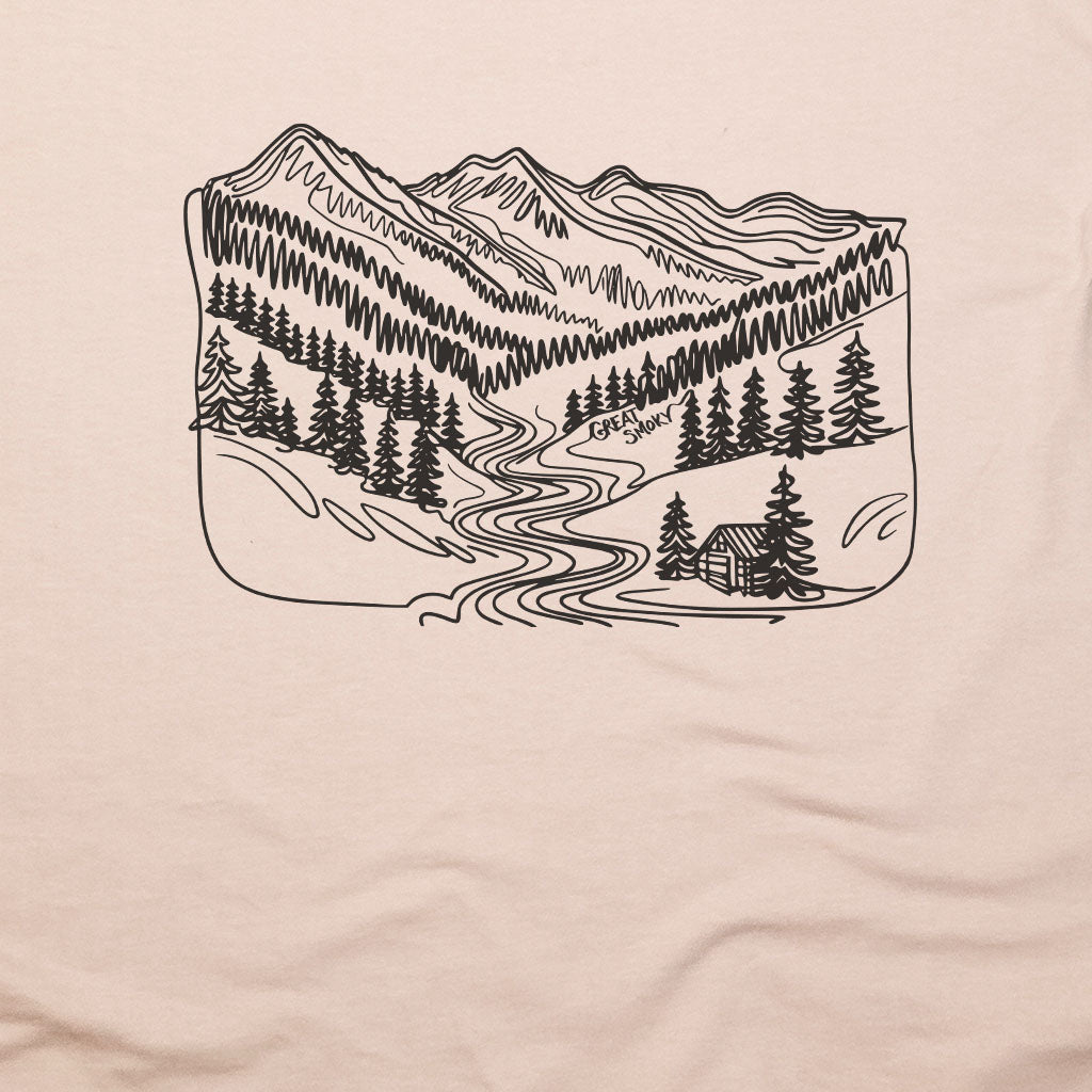 Great Smoky Line Drawing T-Shirt Adventure and Outdoors Themed T-Shirt