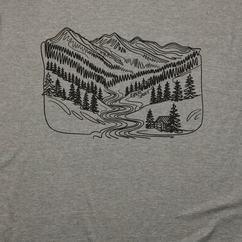 Great Smoky Line Drawing T-Shirt Adventure and Outdoors Themed T-Shirt