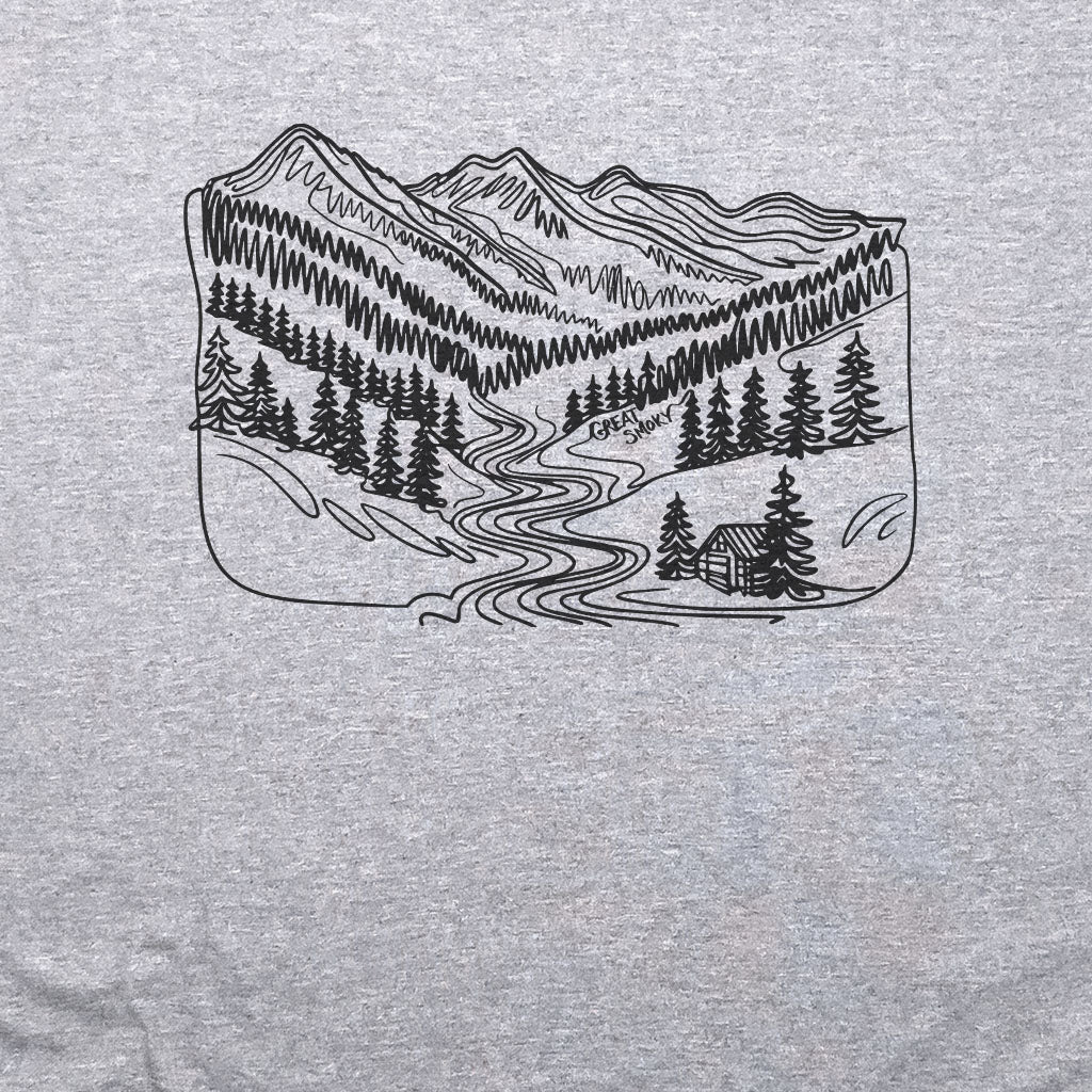 Great Smoky Line Drawing T-Shirt Adventure and Outdoors Themed T-Shirt