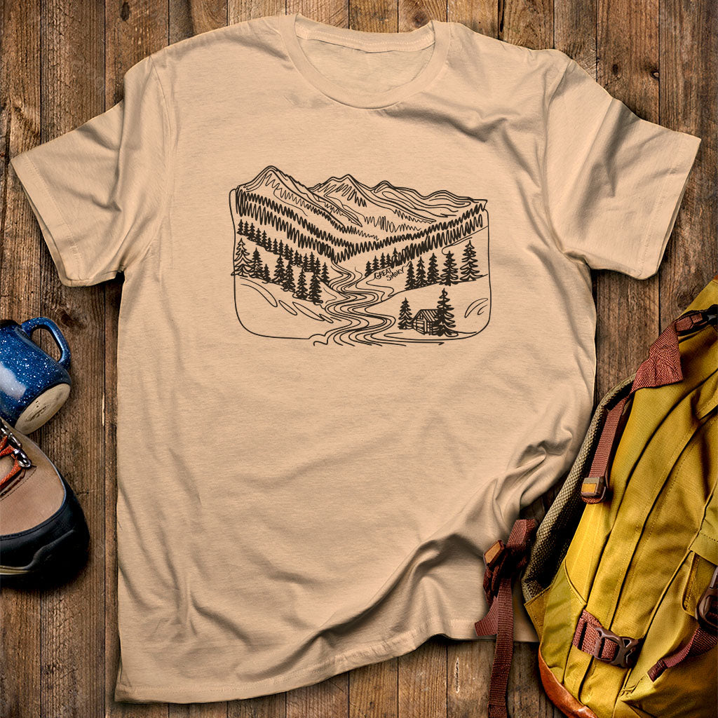 Great Smoky Line Drawing T-Shirt Sand Adventure and Outdoors Themed T-Shirt