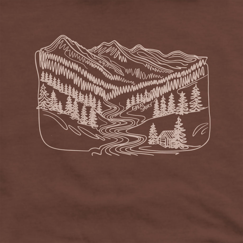 Great Smoky Line Drawing Hoodie Adventure and Outdoors Themed Hoodie