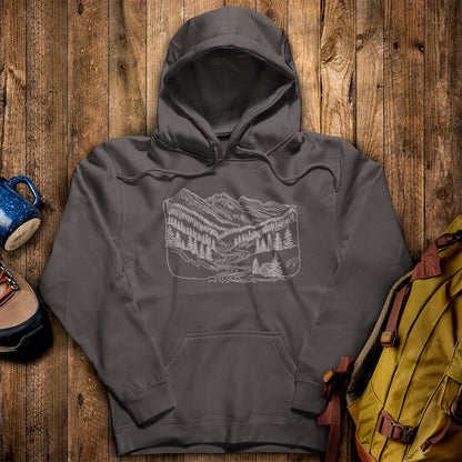 Great Smoky Line Drawing Hoodie Charcoal Adventure and Outdoors Themed Hoodie
