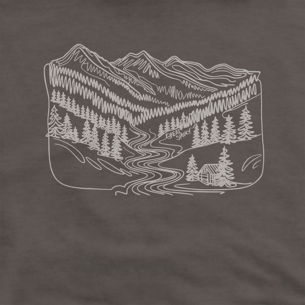 Great Smoky Line Drawing Hoodie Adventure and Outdoors Themed Hoodie