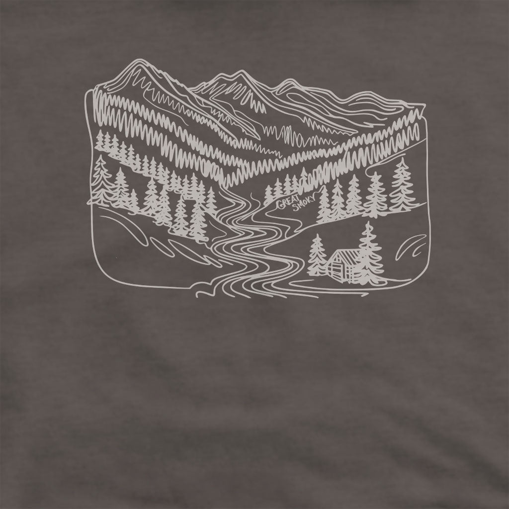 Great Smoky Line Drawing Crewneck Sweatshirt Adventure and Outdoors Themed Sweatshirt