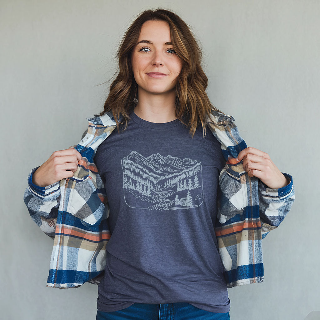 Great Smoky Line Drawing T-Shirt Adventure and Outdoors Themed T-Shirt